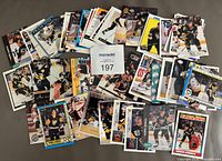 All 50 Mario Lemieux cards spread out