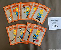 Front view showing all ten Bart Knows trading cards