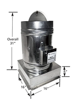 Stock image of Tjernlund CB14 fan with labeled dimensions