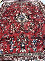 Full view of Hamadan Persian rug showing overall design