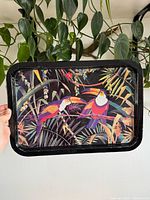 Front view of tray showing toucan design and overall condition