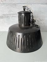 Full view of pendant lamp shade with wiring