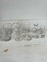 all eight glasses grouped on tabletop
