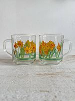 Front view of both Luminarc Carlton mugs showing floral design