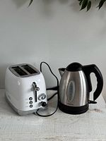 Toaster and kettle side by side for scale and overall view
