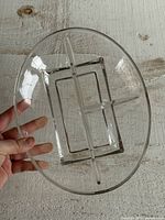 Top view showing oval divided clear glass relish dish