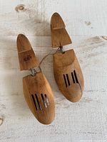 Pair of shoe stretchers top view showing overall form and hinge