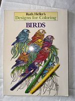 Front cover of coloring book showing title and bird illustration