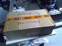 Closed exterior carton with markings