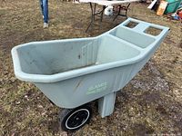 Full view right side of light green Ames Easy Roller lawn cart