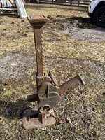Overall view of Barrett No.2 cast-iron ratchet jack stand upright on ground