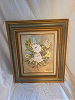 Framed floral oil painting overall view
