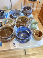 Overview of assorted pottery on table
