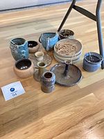 Group shot showing entire assortment of pottery pieces and color range