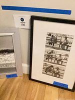 Overall view showing two framed prints and size tape labels