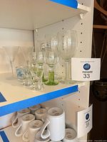 Shelf view showing entire grouping of glasses