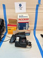 Lens and flash boxes, Access 28 mm lens box, Honeywell flash box, AP 62GD5 flash with case