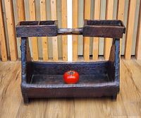 Front view showing full structure, two top compartments, handle, bottom trough