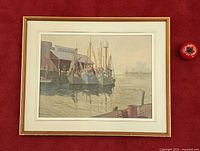 Framed painting front view on red background