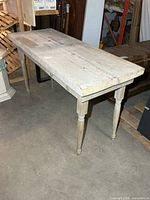 Full side view of rustic solid wood table