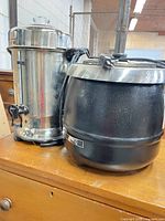 Hamilton Beach coffee urn and Avantco soup kettle side by side
