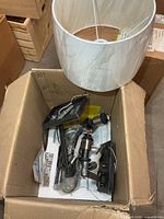 Box showing both swing-arm fixtures and lampshade