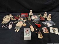 Overall view of assorted ornaments spread out