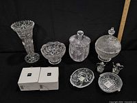 Full lot overview showing all crystal and metal pieces