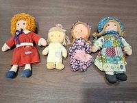 Front view of all four rag dolls