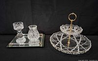 group view of all glass serveware pieces