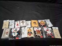 All packaged items lined in two rows for count and overview