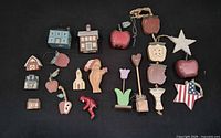 All items laid out on black background showing variety and condition