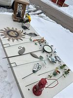 Overview of all items on table outdoors