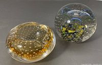 Top view of both glass pieces showing colours and controlled bubbles