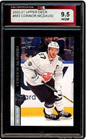 Front of KSA-slabbed 2020-21 Upper Deck Connor McDavid #683 All-Star card showing grade 9.5 label