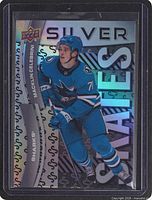 Front of Silver Skates rookie card with foil finish and player image