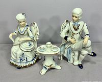 Front view of all three pieces showing design and proportion