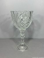 Full view of cut glass candle holder