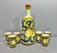 Full set showing decanter and six glasses