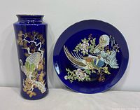 Vase and plate front view showing full design