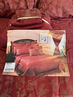 Printed marketing image showing the bedding design and color