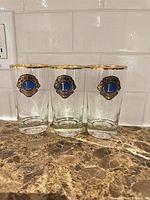 Front view of all three glasses on counter