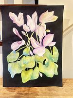 Full view of the signed floral watercolor painting