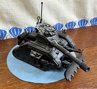 Left front view of assembled Leman Russ Demolisher with cannon and dozer blade