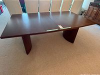 Full view of dining table assembled without leaves