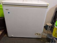 Front view of Danby chest freezer showing exterior condition