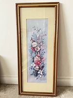 Front view of framed floral artwork