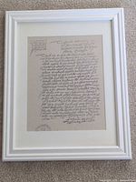 Framed document front view