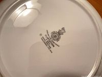 Royal Doulton backstamp on underside of plate showing brand, origin and pattern name