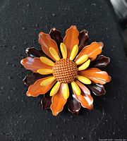 front view showing layered enamel petals and center detail